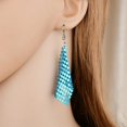 thumbnail image 2 of Xmarks Women Earrings Metal Mesh Grid Sequins Tassel Long Drop Dangle Earrings, 2 of 11