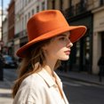 thumbnail image 3 of Joernso Unisex Fedora Hat, Short Brim Wool Blend Hat, Retro Panama Cap, Felt Winter Hat for Men Women 1920s Party Costume, 3 of 8