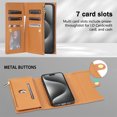 thumbnail image 3 of Phone Case for iPhone 16 Plus Wallet Cover with Crossbody Strap and Wrist Strap, Card Slots Stand PU Leather Flip Magnetic Buckle Zipper Pocket for iPhone 16 Plus Case Women Girls, Brown, 3 of 6