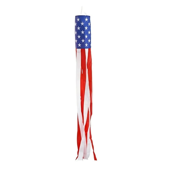 Piwvid Décoration Patriotique Drapeau Américain Manches à Vent 40 Pouces Rayures Brodées USA Résistant à la Décoloration Décoration Suspendue Extérieure Intérieure pour Maison Jardin Porche