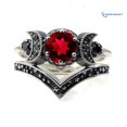 thumbnail image 1 of [CHE] Anillo De Mujer Exquisito Confort Ajuste Aleación Triple Luna Dios Promesa Regalo De Aniversario, 1 of 4