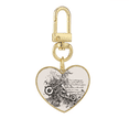 thumbnail image 1 of Motocicleta texto Flower Pattern Illustration Llavero de metal en forma de corazón dorado, 1 of 3