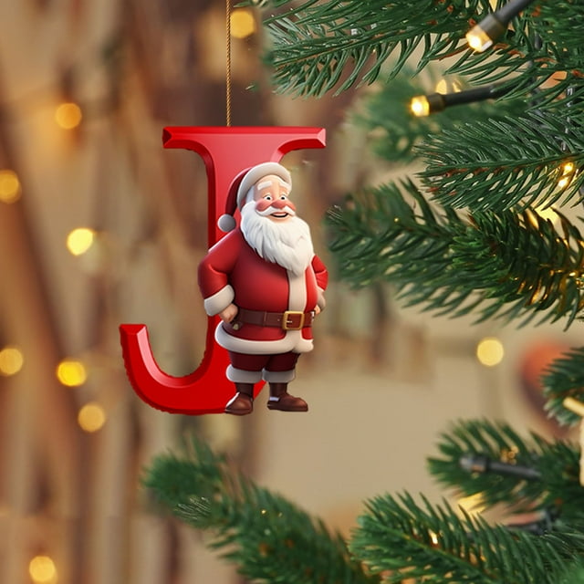 Fiudx Artículos en oferta con ofertas flash Adornos para árbol de Navidad con 26 letras, adornos para árbol de Navidad, adornos navideños personalizados para hacer tú mismo, decoración navideña, deco
