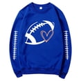thumbnail image 6 of Game Day Sweatshirt for Women Long Sleeve Crew Neck Baggy Plain Football Season Shirts Loose Fit Basic Tee Womens Baseball Shirt Football Print Sports Tunic Tops Heart Graphic Rugby Shirt Gift Blue, 6 of 7