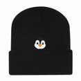 thumbnail image 4 of XIAOCHA Warm Fall‑Winter Beanie for Women，Penguin‑Embroidered Beanies，Daily Outdoor Headwear,Black, 4 of 6