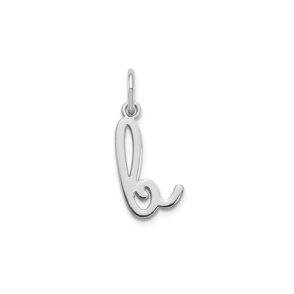 14k White Gold Script Letter L Pendant for Women, Cursive Initial Charm Necklace, Personalized Alphabet Jewelry, Elegant Monogram Symbol, Dainty Name Statement Accessory