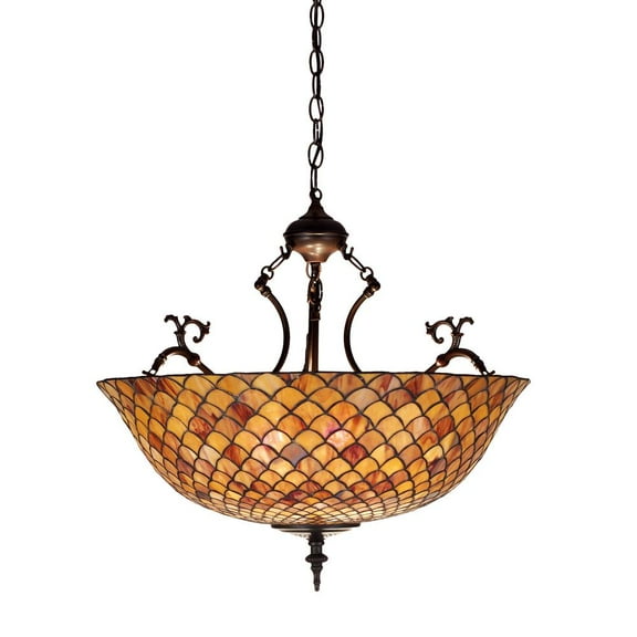 Meyda Lighting 24'W Tiffany Fishscale Inverted Pendant, Paba - 67381