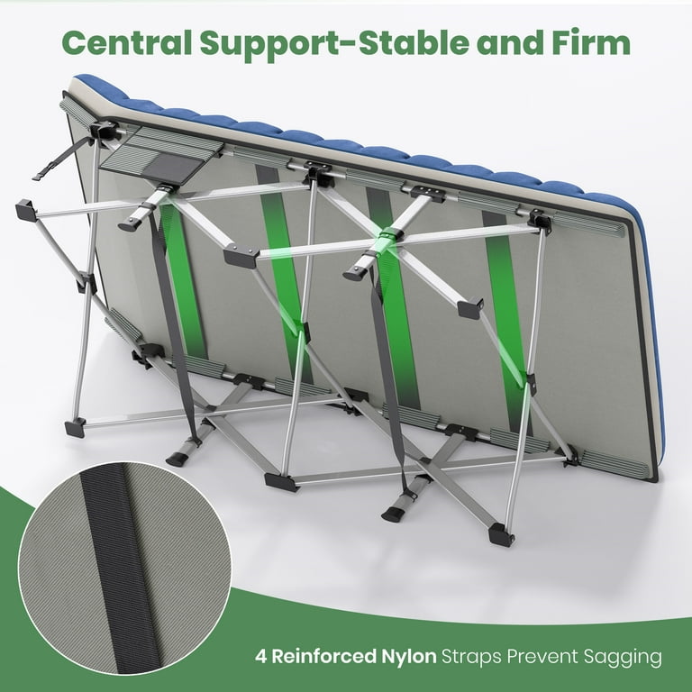 GVDV Folding XXL Camping Cot with 2 Sided Comfort Mattress, Double