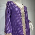 thumbnail image 5 of Women's Fall And Winter Muslim Fashion Lace Ethnic Style Dress Purple, 5 of 6