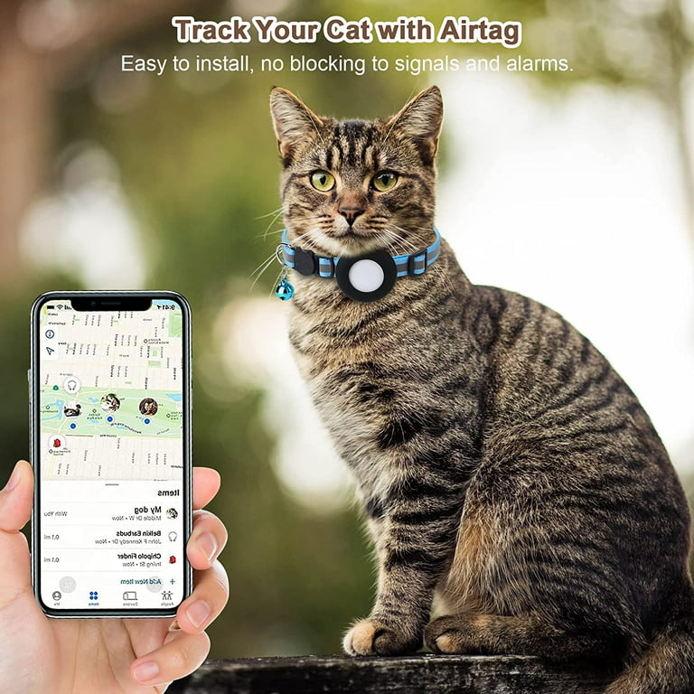 Airtag Collar, Air tag Cat Collar with Bell and Safety in 3/8" Width, Reflective Collar with Waterproof Airtag Holder Compatible with Airtag for Cat Dog Kitten Puppy - Walmart.com