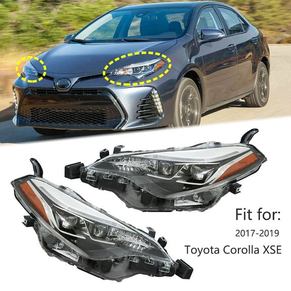 Pair of Headlight Housing Assembly Headlamps Fit for Toyota Corolla SE XSE 2017 2018 2019 (without Bulbs)