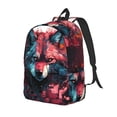 thumbnail image 1 of Saiise Sac à Dos pour Ordinateur Portable Imprimé Tête de Loup Flamme Rouge - Bretelles Réglables, Résistant à l'Eau, Grande Capacité, Design Élégant, Unisexe pour École, Bureau, Voyage-Moyen, 1 of 5