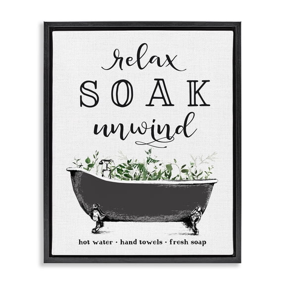 Vintage Bathing Reminders Black Framed Floater Canvas Wall Art, design by Lettered and Lined