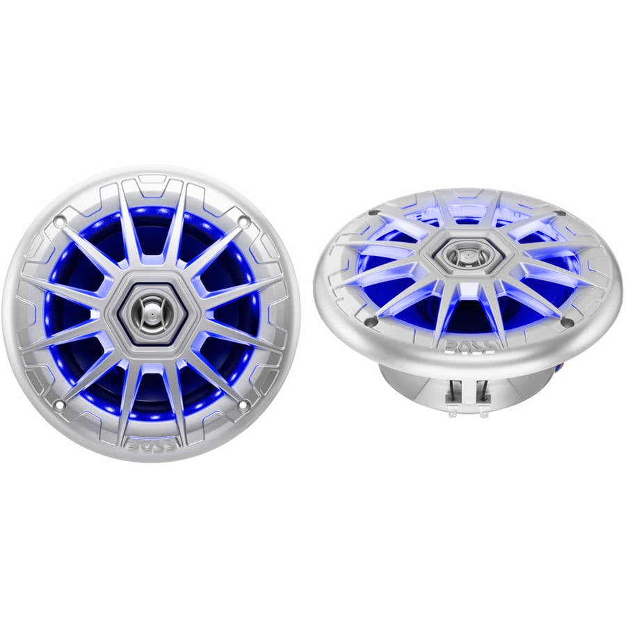 4 Four Pyle PLMRX68LEW 6.5 Inch 500 Watt Marine Boat LED Light White Speakers