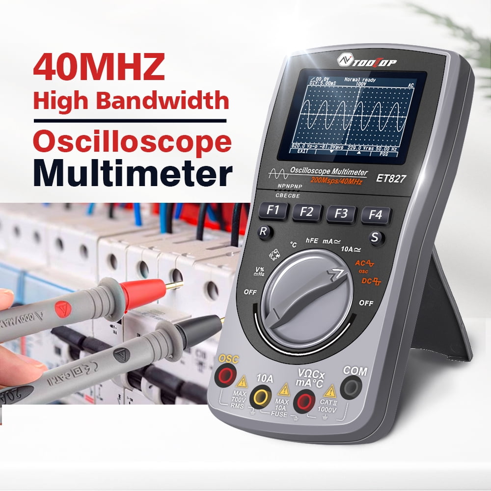 Oscilloscope 2in1 Oscilloscope Multimeter Digital LCD Display Handheld Oscope Meter 40Mhz Bandwidth 120MSPS Sampling Rate Data Storage Function For DIY And Electronic Test