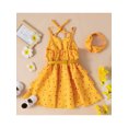 thumbnail image 2 of Lamuusaa Little Girl One Piece Dress,  Sleeveless Elastic Waist  Dress with Wasitbelt Headband, 2 of 7