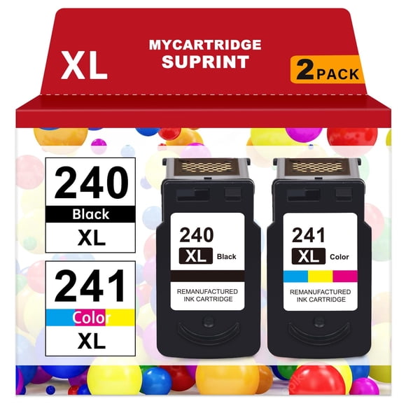 PG-240 XL/CL-241 XL Ink Cartridges Replacement for Canon 240XL 241XL Combo Pack 240 241 for Canon PIXMA MG3620 TS5120 MG3520 MG3600 MG3220 MX472 Prin