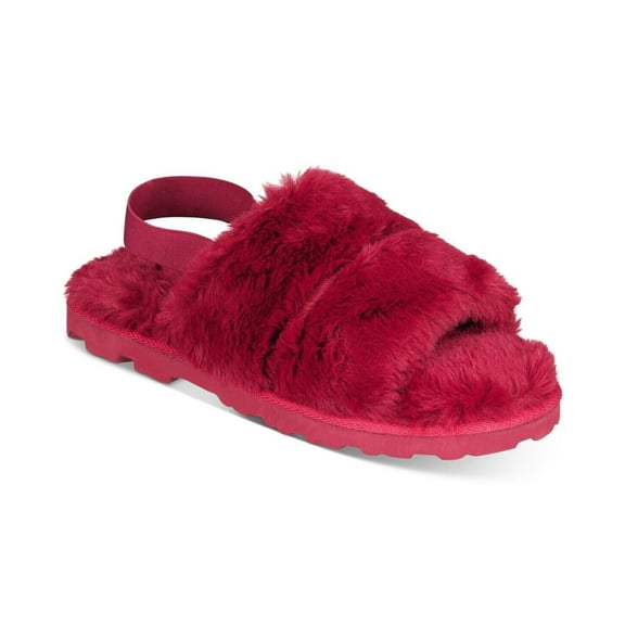 Inc International Concepts Men's Faux-Fur Slippers in Red-M 8-9