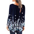 thumbnail image 4 of Heliisoer Womens Fashion Round Neck Printed Buttons Long Sleeve Asymmetric Hem, 4 of 6