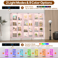 thumbnail image 3 of Polup 66''H Metal Curio Cabinet with 8-Color LED Lights, Vertical Display Cabinet, Pink Storage Cabinet with 4-Tier Shelves & Glass Doors for Home Office, 3 of 7