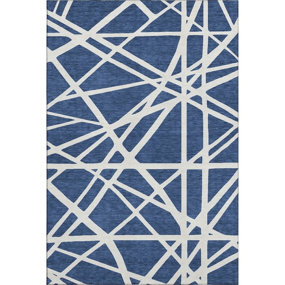 Addison Rugs Mayfield Premium Machine Washable Transitional Geometric Navy Rectangle Rug, 8' x 10'