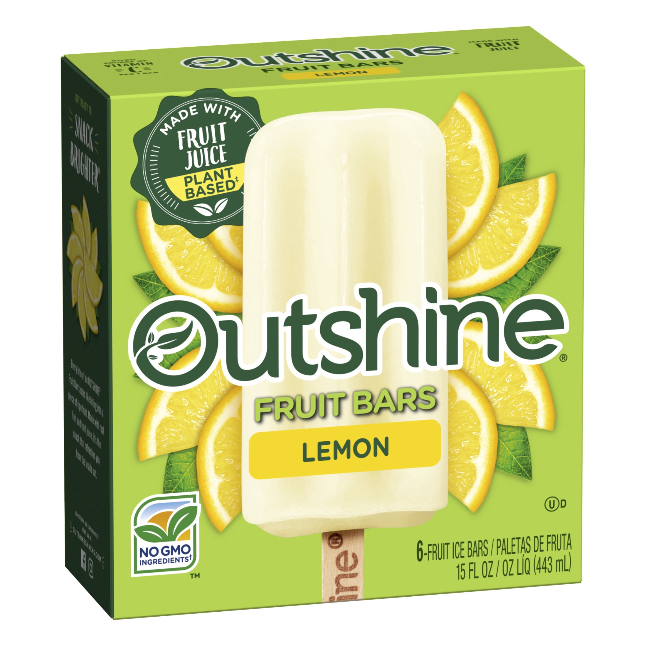 Outshine Lemon Frozen Fruit Bars, Non-GMO, Gluten Free, 6 Count