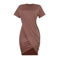 thumbnail image 5 of Rvasteizo Casual Dresses for Women Solid Round Neck Short Sleeve Waist Cinched Thin Summer Outfit, 5 of 5