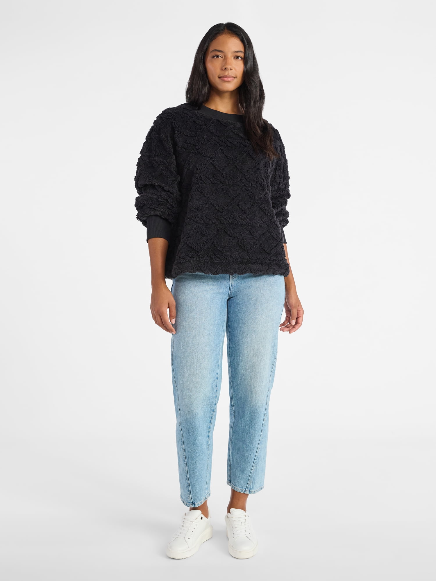 Time & Tru Women's Jacquard Pullover Sweater, Sizes XS-XXXL