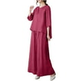 thumbnail image 2 of Womens pajama sets Two Breathable Cotton And Linen Tops Loose And Wide Leg Pants Set L, 2 of 6