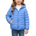 thumbnail image 6 of Winter Puffer Coat with Bear Ears for Boys Girls, Long Sleeve Hooded Zip Up Cotton Outerwear Jacket with Pockets, Blue 14-15 Years, 6 of 8