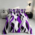 thumbnail image 2 of Manfei Abstract Wave Stripe Queen Comforter Set, Geometric Line Comforter Sets Queen, Purple, Black and White, Black Reversible 3pcs, 1 Comforter and 2 Pillowcases, 2 of 6