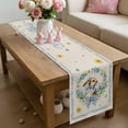thumbnail image 6 of Spring Easter Table Runner 72 Inches Long for Kitchen Dining, Cute Rabbits Eggs Bow Daisy Tulips Plants Beige Dresser Scarf Farmhouse, Dining Table Decorations for Wedding/Parties, 14 x 72 In, 6 of 8
