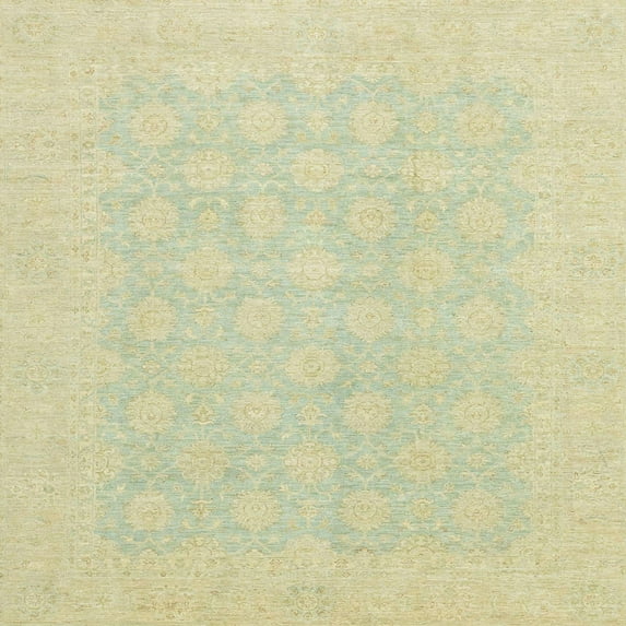 Ahgly Company Machine Washable Indoor Square Abstract Brown Gold Area Rugs, 7' Square