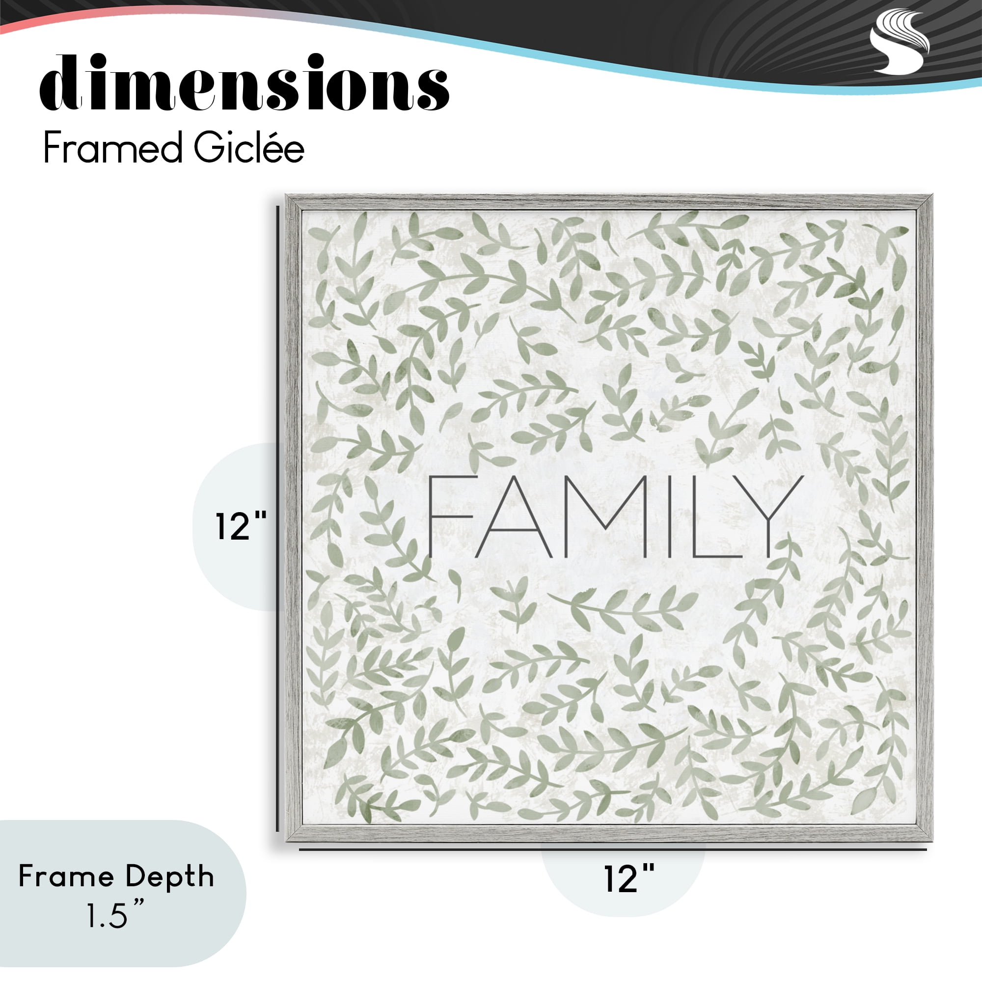 Stupell Industries Curved Ivy Sprigs Family Gray Framed Giclee Art, design by SD Graphics Studio