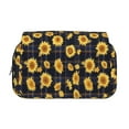 thumbnail image 2 of Easygdp Royal Blue Plaid Sunflower para Estuche de Lápices con Tapa Flip, Suministros de Oficina y Universidad para Adolescentes y Adultos, 2 of 7
