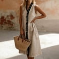thumbnail image 2 of Khaki Linen Blend Sleeveless Midi Dress With Ruffle Detail And Open Front, 2 of 8