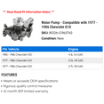 thumbnail image 2 of Water Pump - Compatible with 1977 - 1986 Chevy G10 1978 1979 1980 1981 1982 1983 1984 1985, 2 of 2