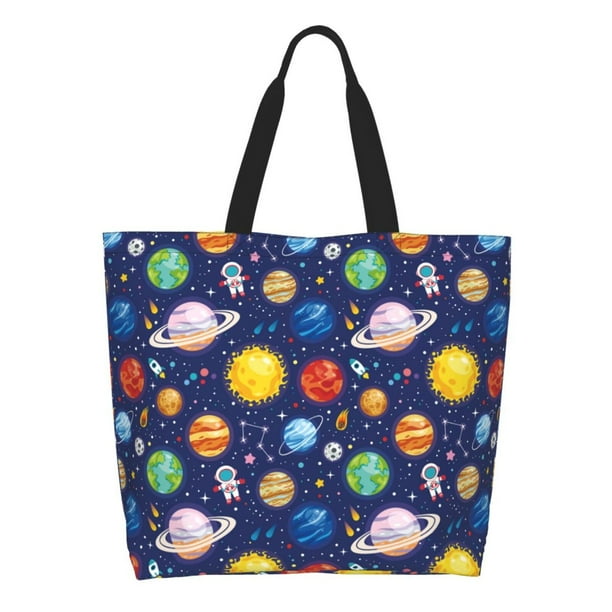 Balery Space Planet Bolsa Tote Estilo Estético con Cremalleras, Bolsa de Hombro, Bolsa de Compras Grande y Plegable