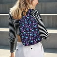 thumbnail image 5 of Xecao purple Skull flower Canvas College Laptop Backpack, a durable rucksack designed for both men and women, ideal for travel, school, and daily use-Small, 5 of 5