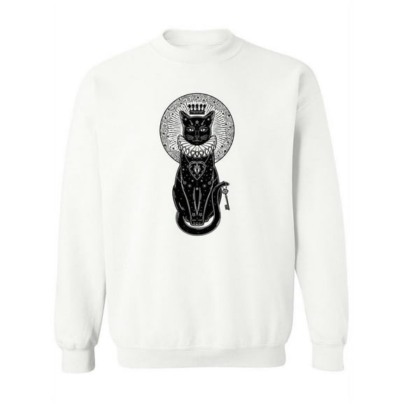 Black Cat, Secret Key And Moon Sweatshirt Women -Image by Shutterstock, Female Large