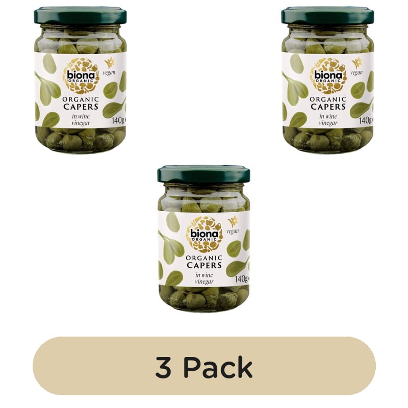 Biona Organic Capers in Wine Vinegar 140g, British Import (Pack of 3)