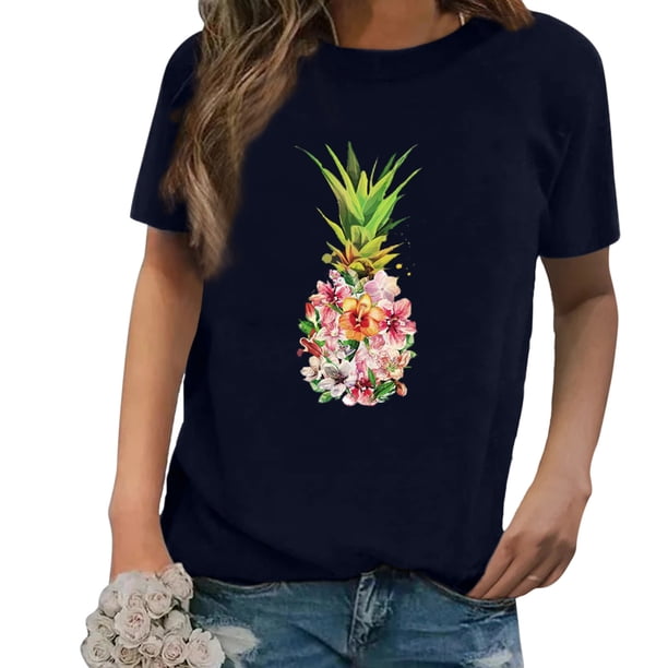 Puntoco Mujeres Casual Impresión Camisas Manga Corta Camiseta Suelta tops Túnica Blusa Puntoco Puntoco-2839