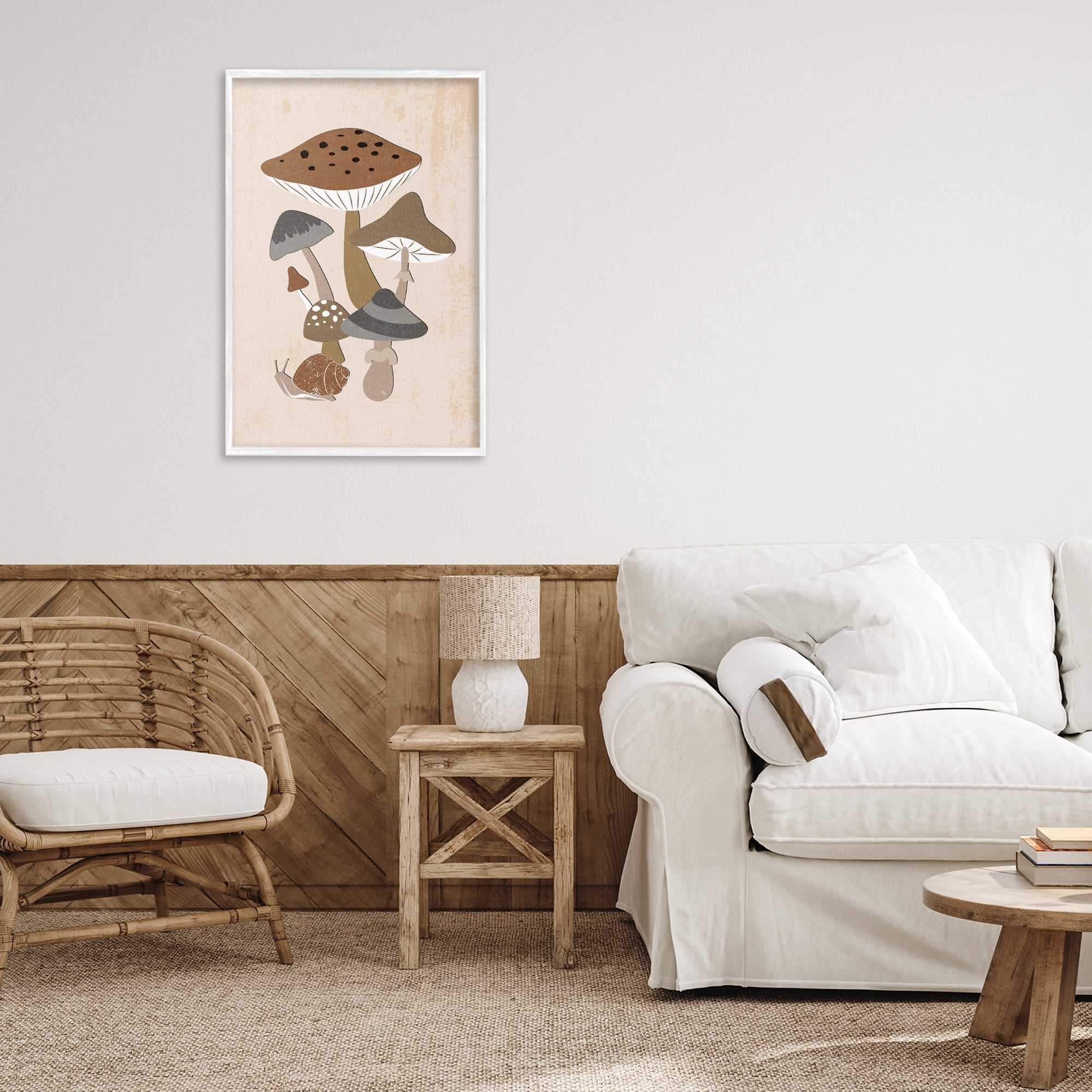 Stupell Industries Earthy Fungi Mushrooms & Snail White Framed Giclee Art, design by Martina Pavlova
