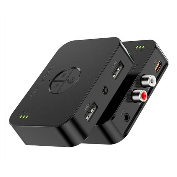 Receptor de Audio Bluetooth 6.0 con Disco U de 3,5 mm, Entrada AUX, USB, Estéreo, Adaptador Inalámbrico de Música con Micrófono para Kit de Coche, Altavoz y Amplificador.