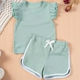 thumbnail image 4 of TYGHBN Summer Toddler Girls Ruffles Fly Sleeve T Shirt Ribbed Tops Shorts Outfits Cutest Outfits for Teens Clothes for Little Girls Little Girl Clothes Size 6 Sweatpants for Teen Clothes Set 3 Piece, 4 of 5