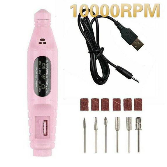 Electric Nail Art File Drill Acrylic Manicure Pedicure Portable Machine Kit(Pink)
