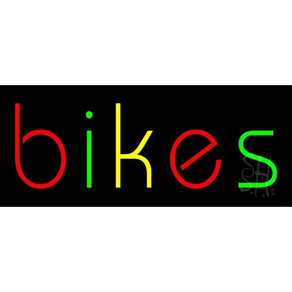 Multicolored Bikes LED Neon Sign 6 x 15 - inches, Clear Edge Cut Acrylic Backing, with Dimmer - Bright and Premium built indoor LED Neon Sign for automotive store, and mall.