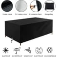 thumbnail image 3 of Funda para mesa de patio para uso en interiores y exteriores, tela Oxford impermeable con cuerda ajustable para dobladillo, protección para muebles de jardín, terraza, áreas de cubierta (negro, 242 x, 3 of 5