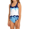 thumbnail image 5 of Shadoumai Girls One Piece Swimsuit Size 8-9 Front Criss Cross Tankini Sets Lightweight Color Block Ruffle Bathing Suit Stretch Strap Girls' Swimwear with Print Shorts, 5 of 5