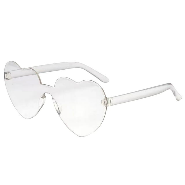 Trayknick Lady Sunglasses Eye Protection Solid Color Cute Heart Shape Transparent Outdoor Sunglasses for Travel